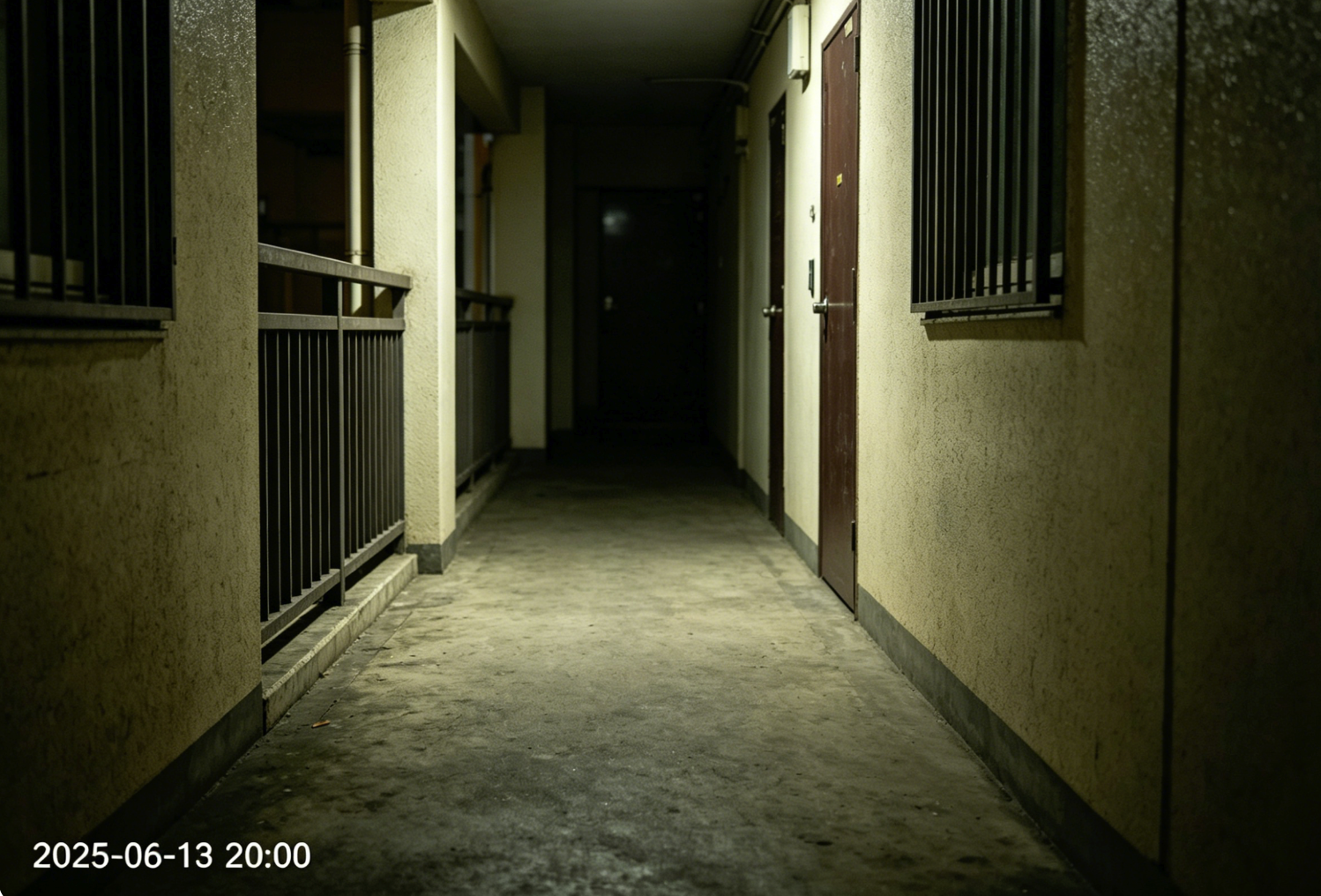 照片04：整改后，走廊清空，地面仍为深色水泥地